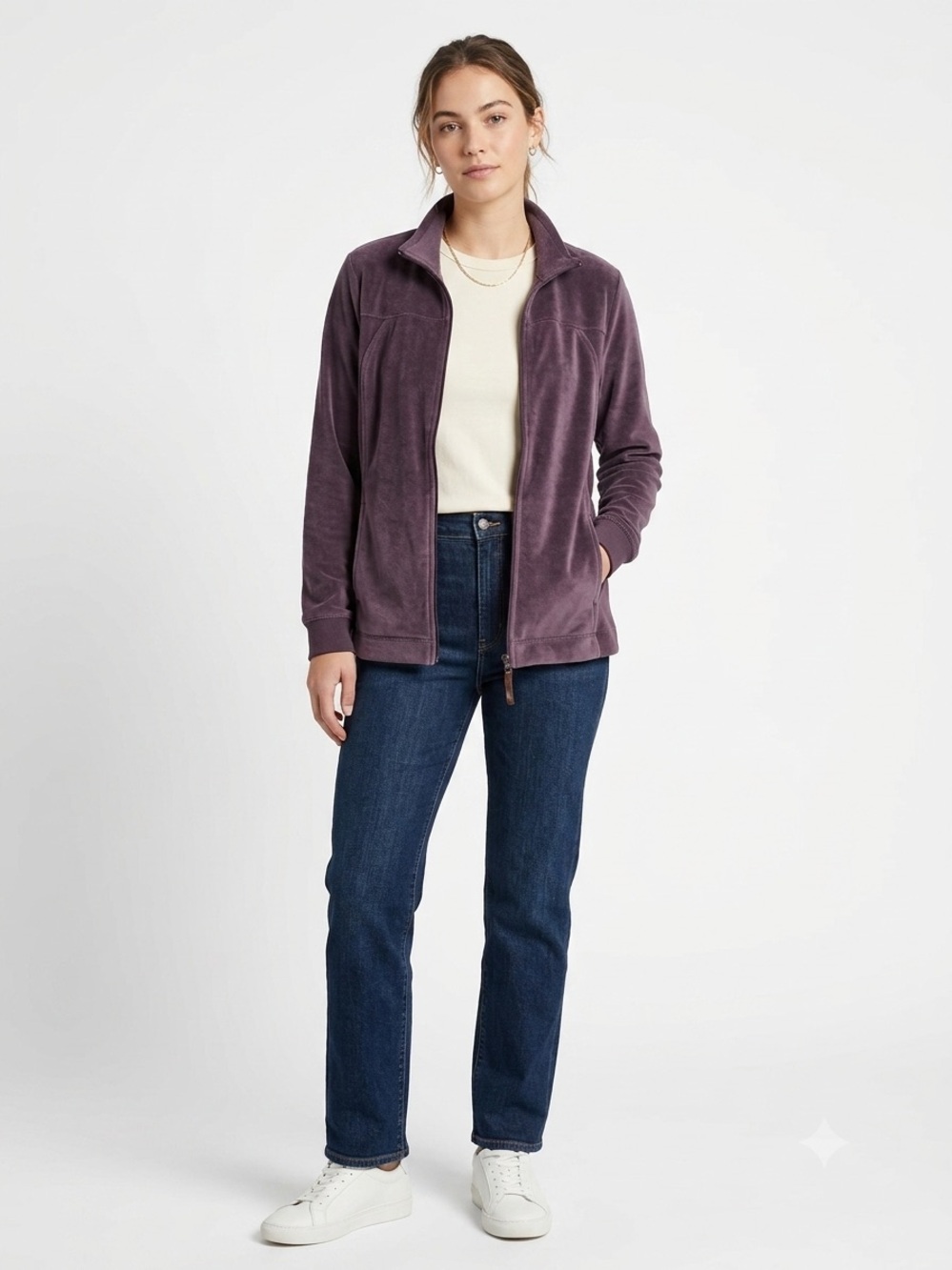 Sport Savvy Women's Purple Velour Zip-Up Jacket Size Medium NWT Soft Comfortable